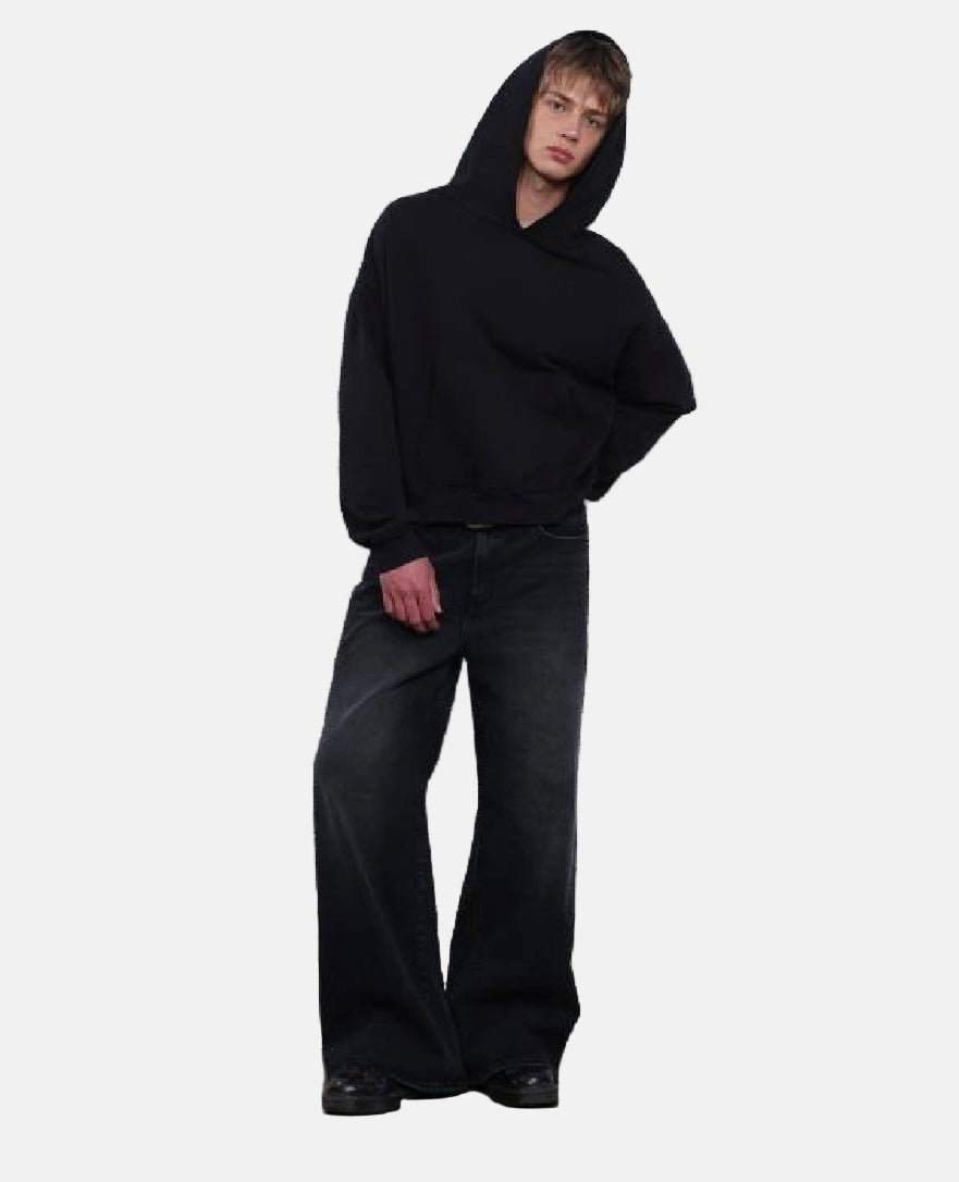Men’s Oversized Ultra-Wide Leg Black Denim Jeans