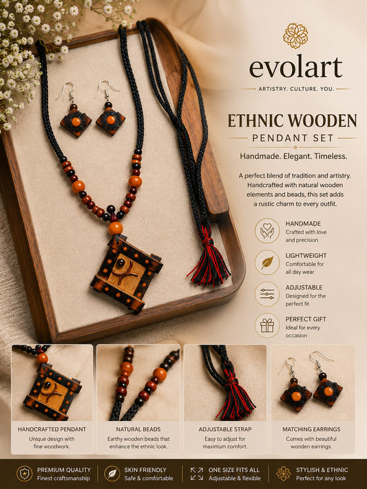 Evolart Ethnic Wooden Pendant Set
