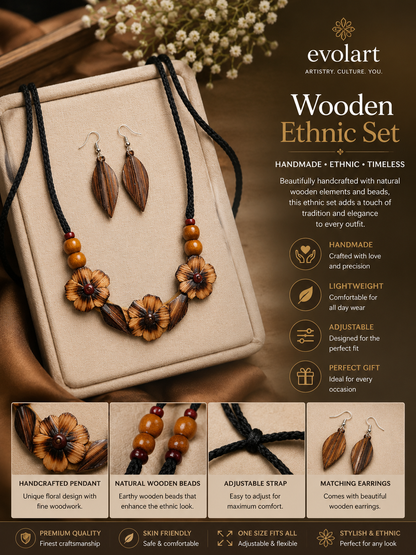 Evolart Floral Wooden Ethnic Set