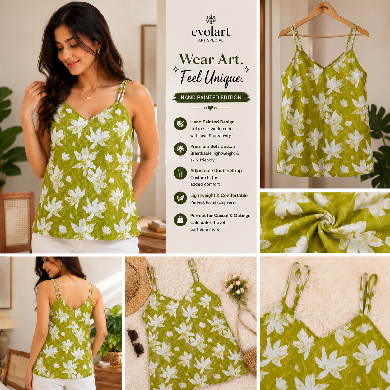 Olive Petal Art Top