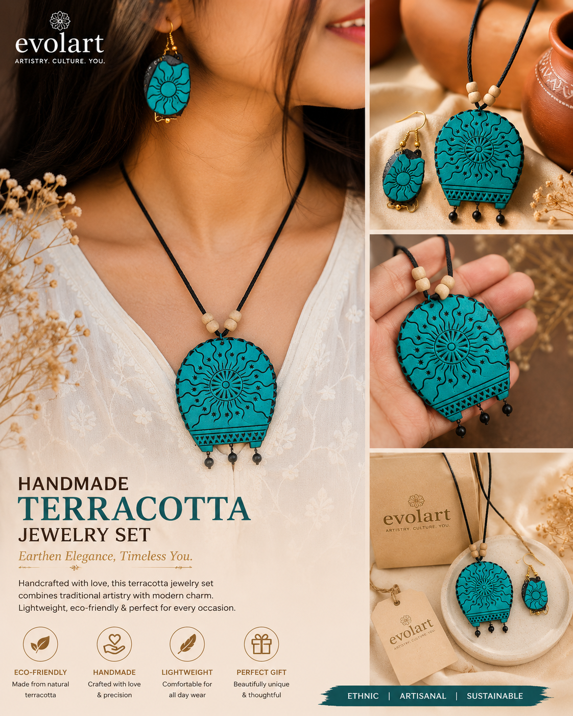 Terracotta Sun Art Jewelry Set
