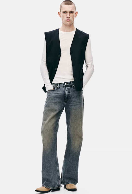 Classic Grey Wash Flared Bootcut Denim Jeans