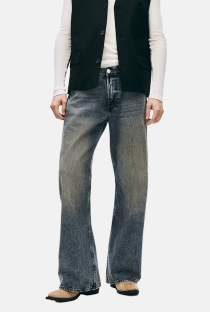 Classic Grey Wash Flared Bootcut Denim Jeans