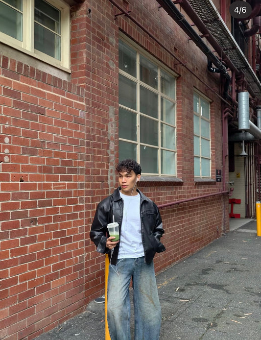 Men’s Oversized Faux Leather Street Jacket