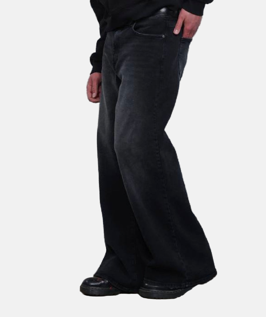 Men’s Oversized Ultra-Wide Leg Black Denim Jeans