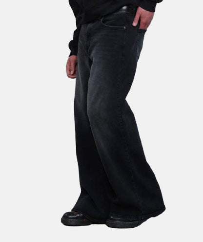 Men’s Oversized Ultra-Wide Leg Black Denim Jeans