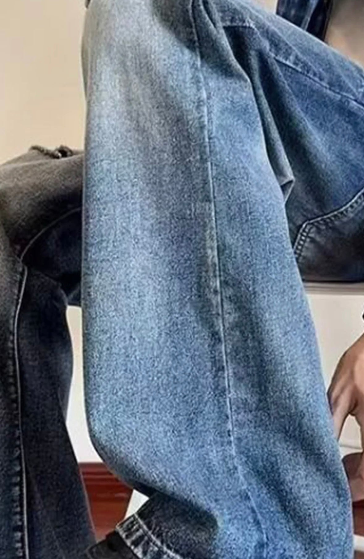 Men’s Vintage Wide-Leg Distressed Denim Jeans – Streetwear Loose Fit