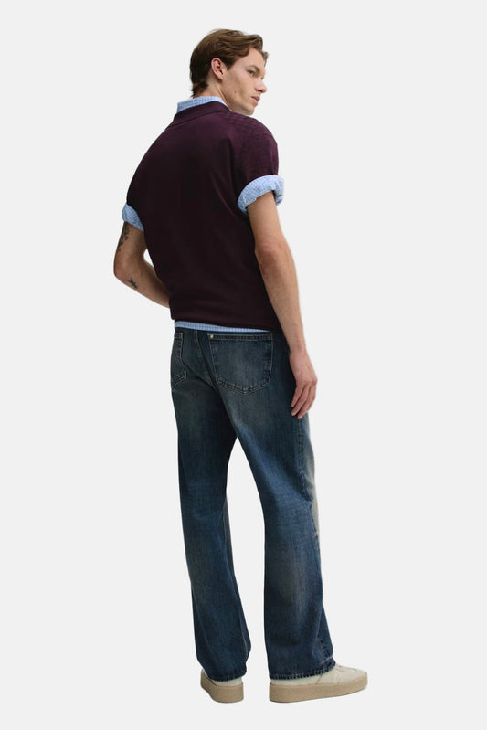Classic Vintage Straight-Leg Washed Denim Jeans for Men