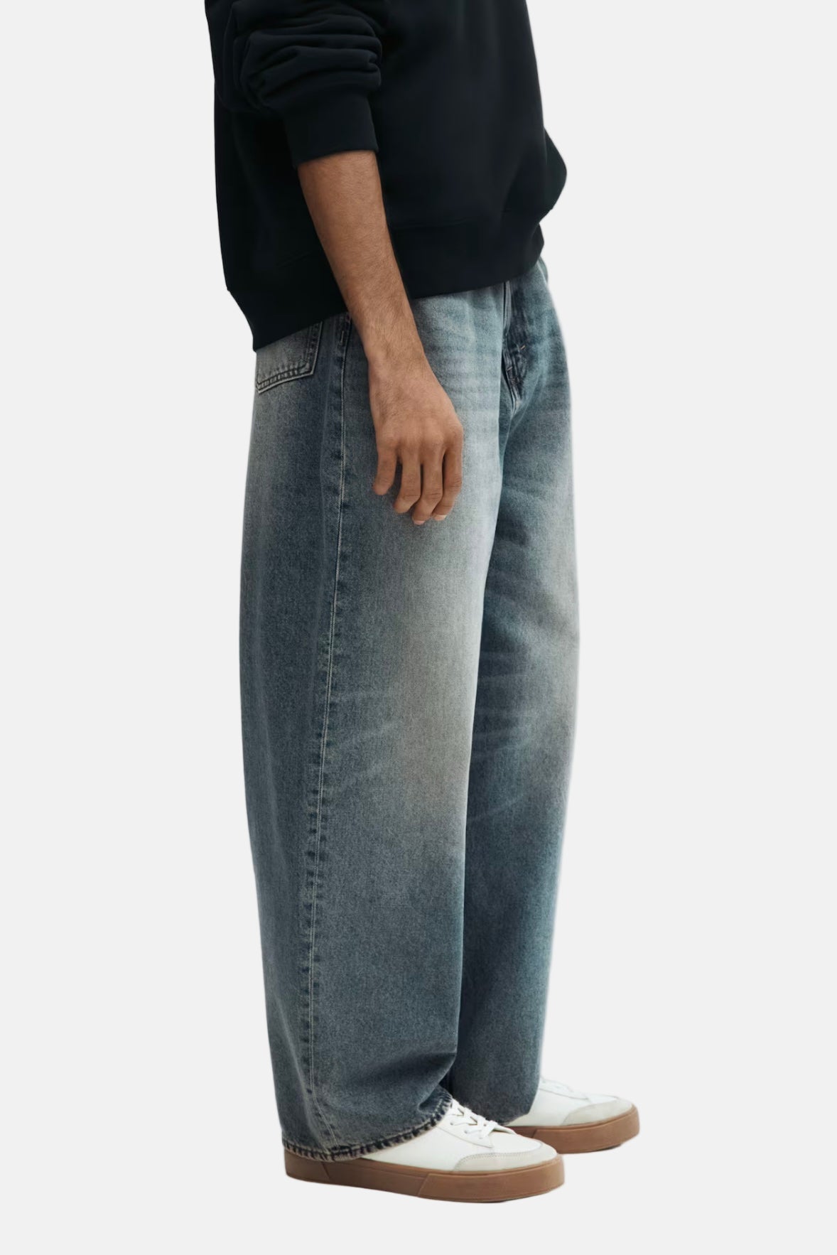 Oversized Wide-Leg Fade-Wash Jeans for Men