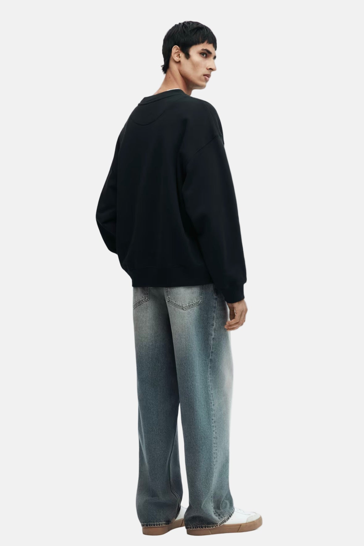 Oversized Wide-Leg Fade-Wash Jeans for Men