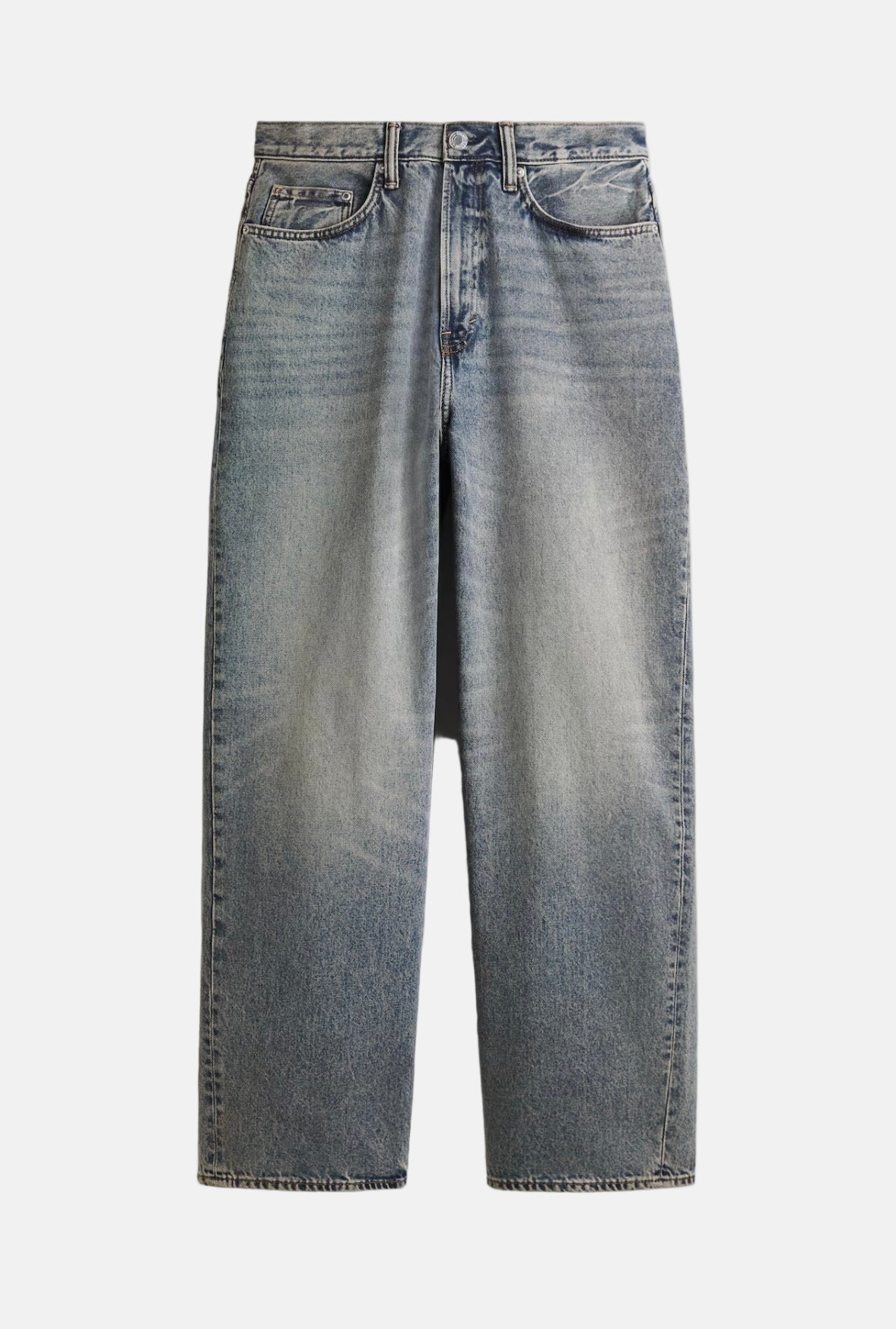 Oversized Wide-Leg Fade-Wash Jeans for Men
