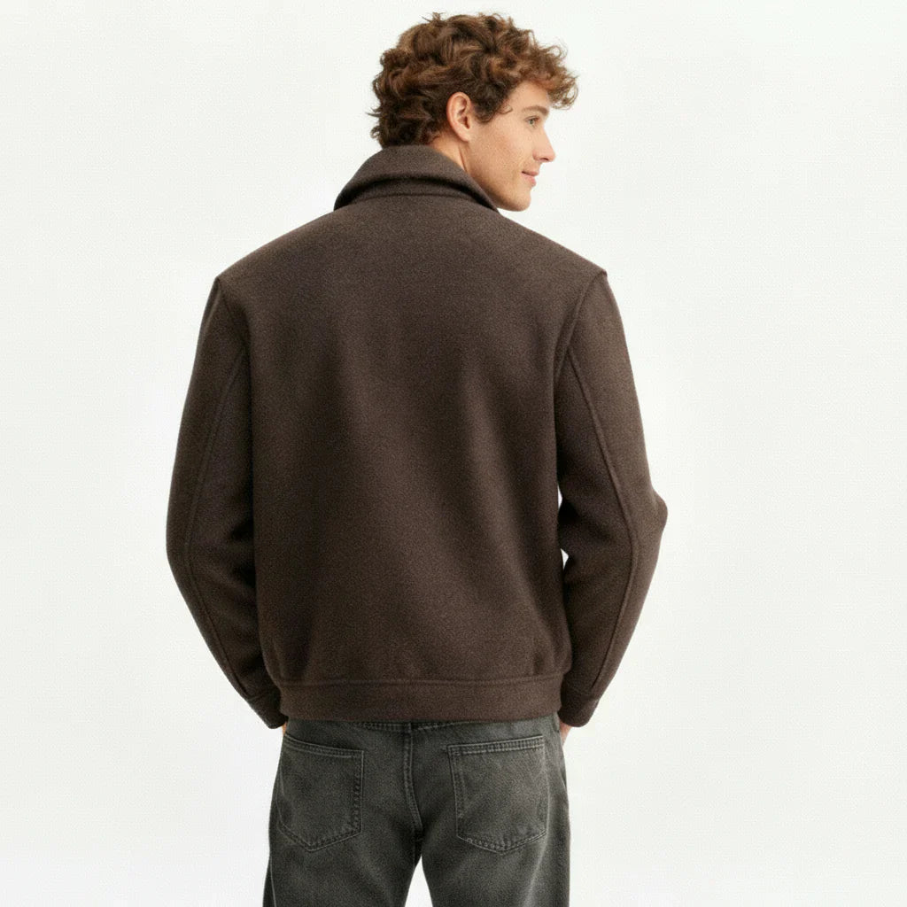Men’s Premium Wool-Blend Brown Utility Shaket
