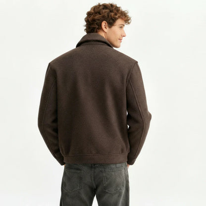 Men’s Premium Wool-Blend Brown Utility Shaket