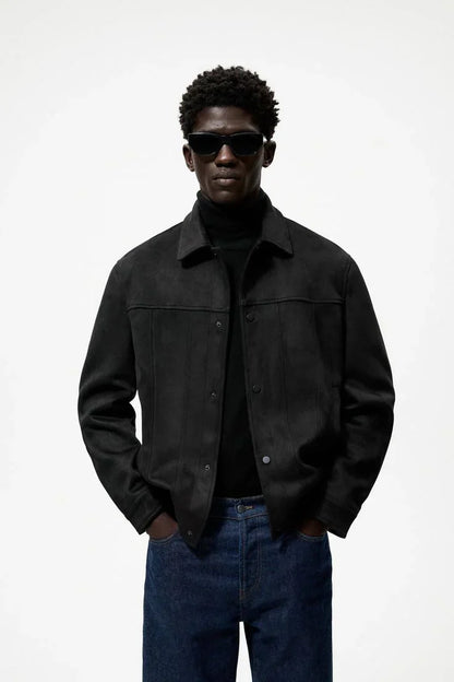 Men’s Classic Black Suede-Finish Jacket