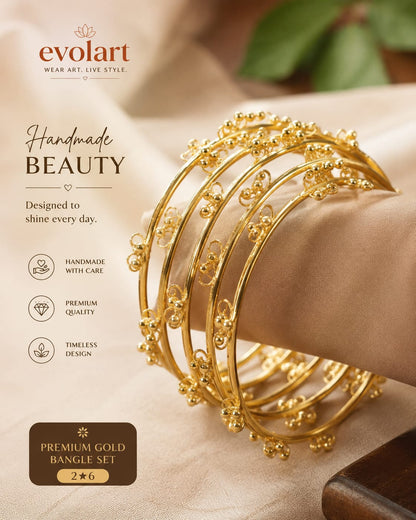 Evolart Handmade Beauty Gold Bangle Set