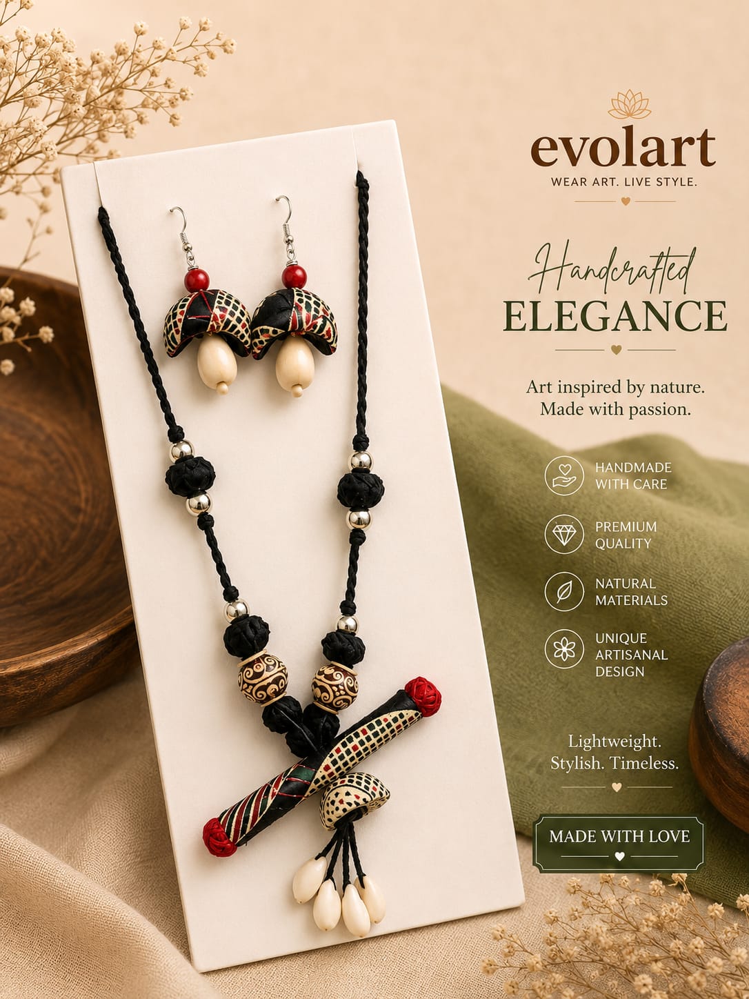 Black & Red Artisan Jewellery Set