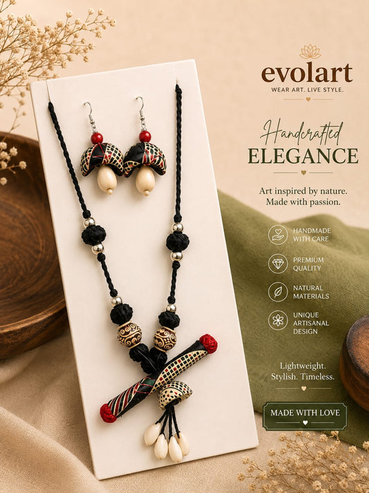 Black & Red Artisan Jewellery Set