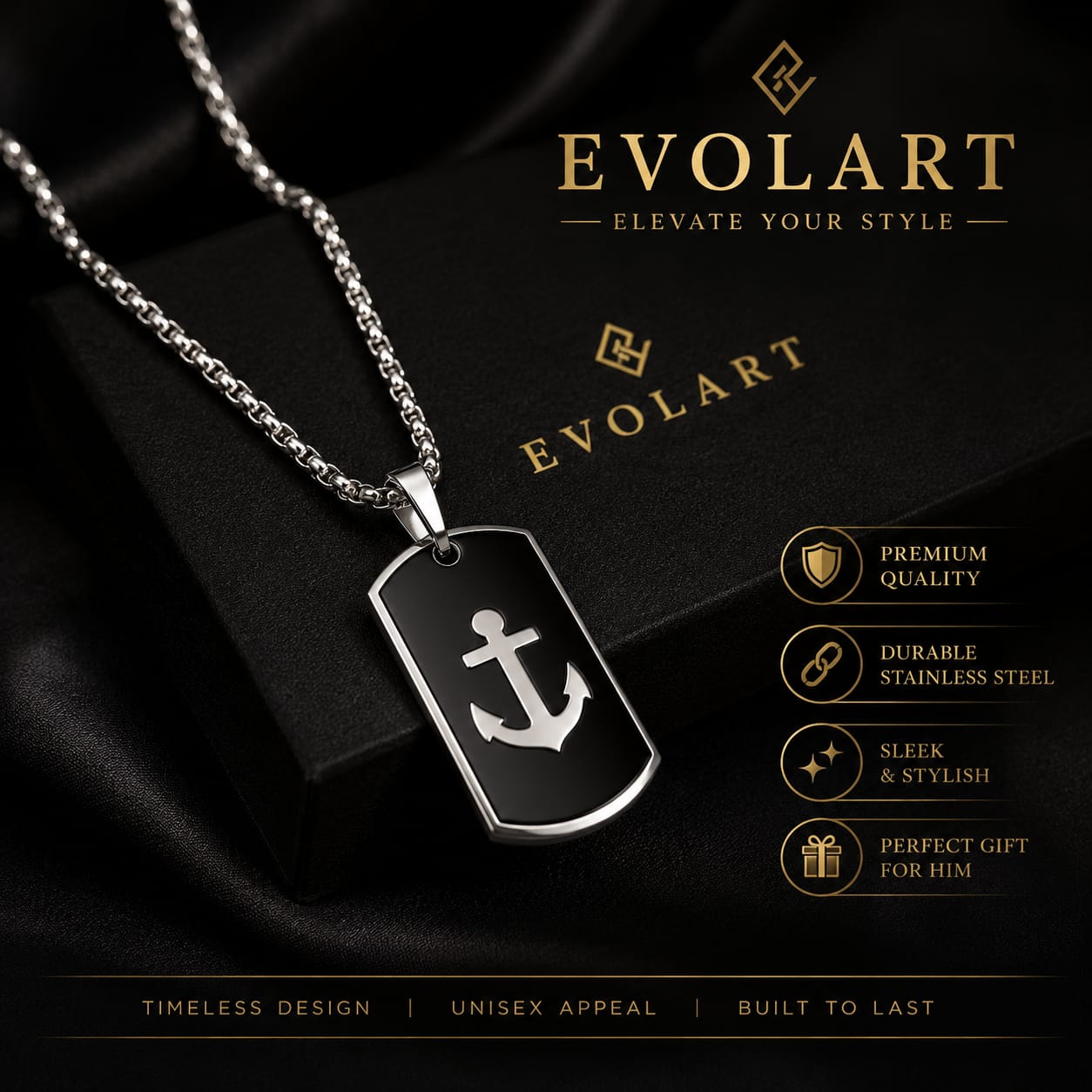 Silver Anchor Pendant Necklace