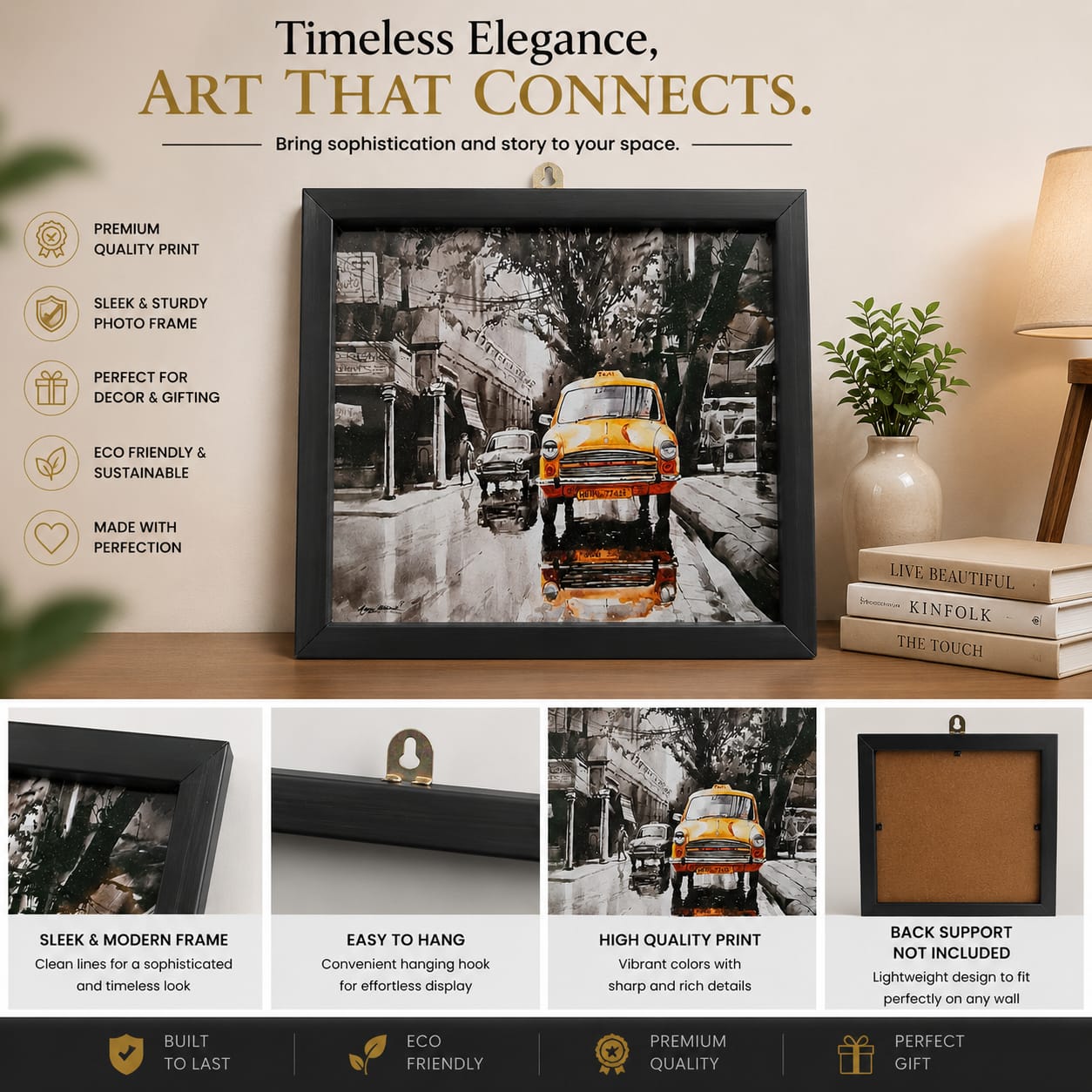 Yellow Taxi Street Art Frame
