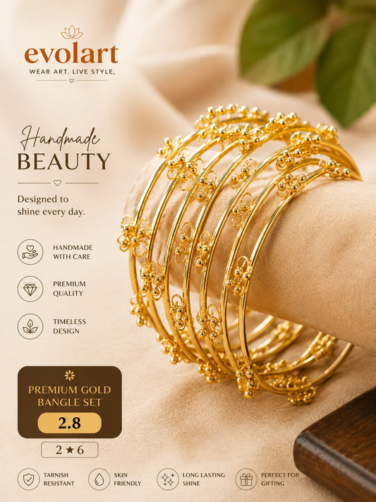 Evolart Premium Gold-Plated Handmade Bangle Set