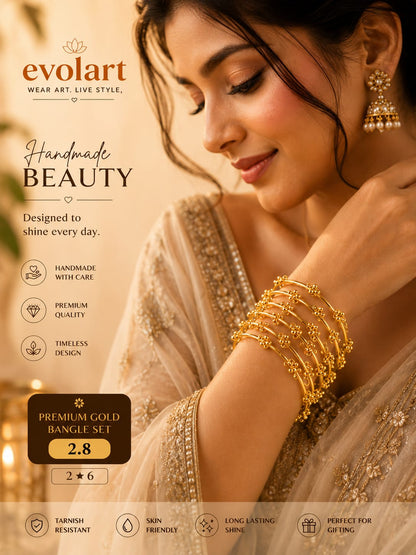 Evolart Premium Gold-Plated Handmade Bangle Set