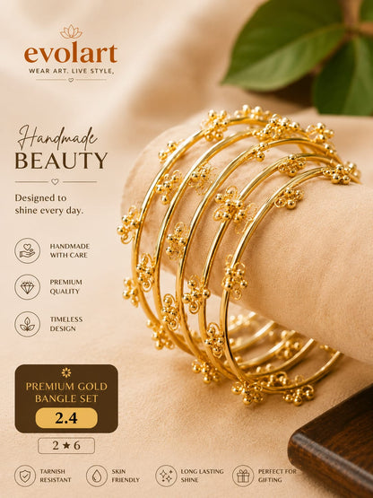 Evolart Elegant Floral Gold Bangle Collection