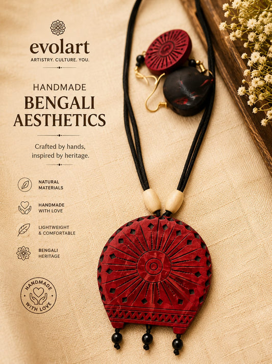 Evolart Handmade Terracotta Statement Necklace Set