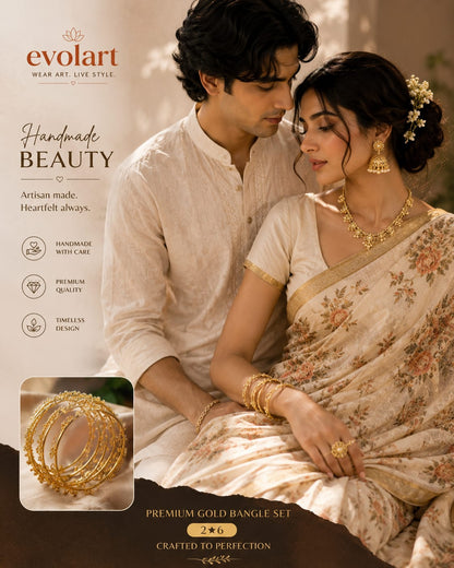 Evolart Handmade Beauty Gold Bangle Set