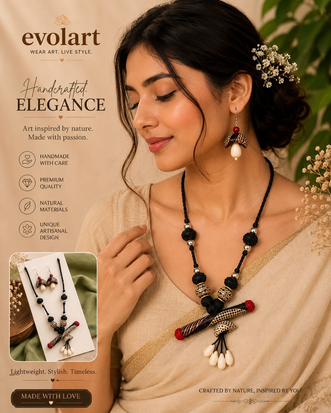 Black & Red Artisan Jewellery Set