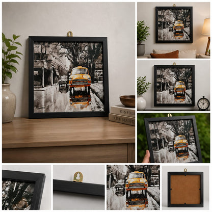 Yellow Taxi Street Art Frame