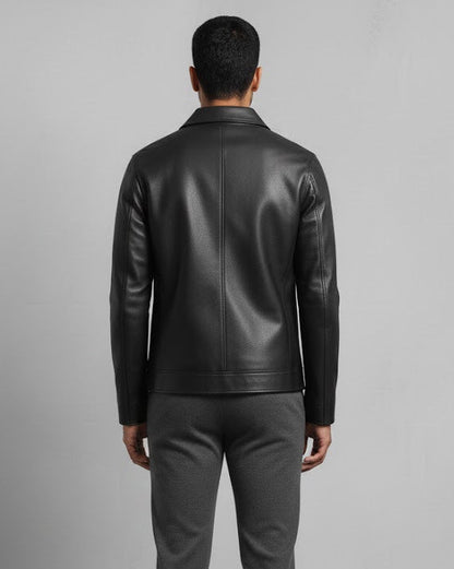 Classic Leather/Faux Leather Tracker Jacket